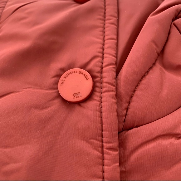 The Normal Brand Quilted Coat Size Small Hood Long Snap Close Burnt Orange NWT - Picture 11 of 15